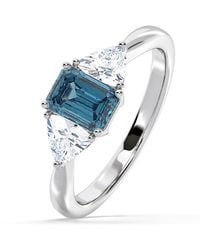 The Diamond Store - Aurora Lab Diamond Emerald Cut And Trillion 1.70Ct Ring - Lyst