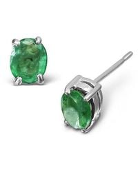 The Diamond Store - Emerald 5 X 4Mm 0.70Ct 9K Earrings - Lyst