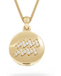 The Diamond Store - Astrology Aquarius 0.07Ct Lab Grown Diamond Medallion Pendant Necklace - Lyst