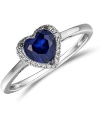 The Diamond Store - Stellato 1.00Ct Heart Cut Lab Sapphire Halo Ring - Lyst