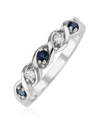 The Diamond Store - Sapphire 2.25 X 2.25Mm And Diamond 9K Ring - Lyst