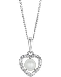 The Diamond Store - Stellato Pearl And Diamond Pendant Necklace 0.06Ct - Lyst