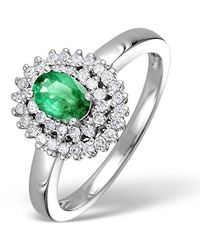The Diamond Store - Emerald 0.45Ct And Diamond 9K Ring E5798 - Lyst