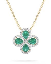 The Diamond Store - Bloom 3.20Ct Lab Emerald And Lab Diamond Necklace - Lyst