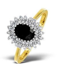 The Diamond Store - Sapphire 7 X 5Mm And Diamond 18K Ring Fet35-U - Lyst