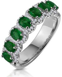 The Diamond Store - Emerald And Diamond Halo Eternity Ring 18Kw Asteria Collection - Lyst