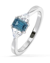 The Diamond Store - Aurora Lab Diamond Emerald Cut And Trillion 1.00Ct Ring - Lyst