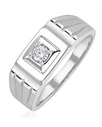 The Diamond Store - Solitaire Signet Lab Diamond Ring 0.15Ct - Lyst