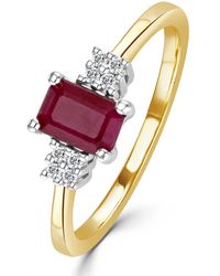 The Diamond Store - Ruby 6 X 4Mm And Diamond 9K Ring A4334 - Lyst