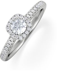 The Diamond Store - Lumia Round Cut Lab Diamond Halo Ring 0.50Ct F/Vs - Lyst