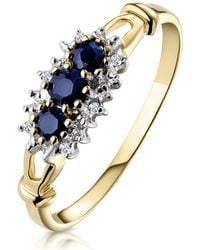 The Diamond Store - Sapphire 0.34Ct And Diamond 9K Ring - Lyst