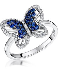 The Diamond Store - Stellato Collection Sapphire And Diamond Butterfly Ring 9K - Lyst