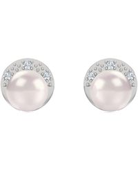 The Diamond Store - Eden 6.5Mm Round Pearl And Lab Diamond Stud Earrings - Lyst