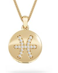 The Diamond Store - Astrology Pisces 0.07Ct Lab Grown Diamond Medallion Pendant Necklace - Lyst