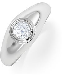 The Diamond Store - Axis Lab Diamond Signet Ring 0.50Ct Round Cut Set - Lyst