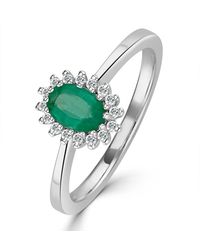 The Diamond Store - Emerald 6 X 4Mm And Diamond 9K Ring Item A4434 - Lyst