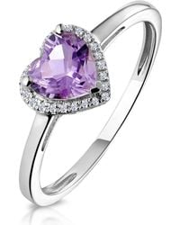 The Diamond Store - Halo Amethyst And Diamond Stellato Heart Ring - Lyst
