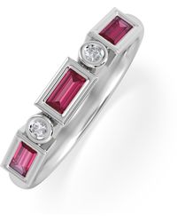 The Diamond Store - Forme 0.37Ct Baguette Cut Lab Ruby 5 Stone Ring - Lyst