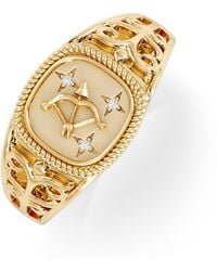 The Diamond Store - Sagittarius Zodiac 0.01Ct Lab Diamond Signet Ring - Lyst