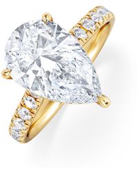 The Diamond Store - Amora Pear 3.36Ct Hidden Halo Lab Diamond Engagement Ring With Side Stones Set - Lyst