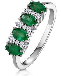 The Diamond Store - Emerald 0.94Ct And Diamond 9K Ring - Lyst