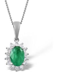 The Diamond Store - Emerald 0.80Ct And Diamond 18K Pendant Necklace - Lyst