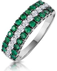 The Diamond Store - Emerald And Diamond Triple Row Asteria Eternity Ring - Lyst