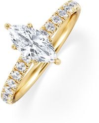 The Diamond Store - Amora Marquise 0.97Ct Hidden Halo Diamond Engagement Ring With Side Stones Set - Lyst