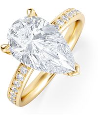 The Diamond Store - Origin 3.30Ct Pear Cut Lab Diamond Solitaire Engagement Ring With Side Stones - Lyst