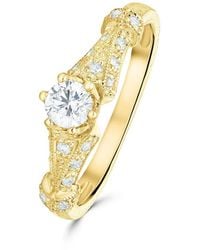 The Diamond Store - Diamond 0.65Ct And 9K Solitaire Ring With Shoulders - Lyst