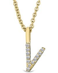 The Diamond Store - Love Letter Initial V Lab Diamond Necklace Set - Lyst