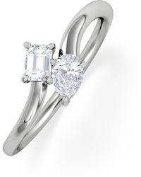 The Diamond Store - Toi Et Moi Emerald And Pear Cut Lab Diamond Ring 0.30Ct F/Vs - Lyst
