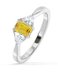 The Diamond Store - Aurora Lab Diamond Emerald Cut And Trillion 1.00Ct Ring - Lyst