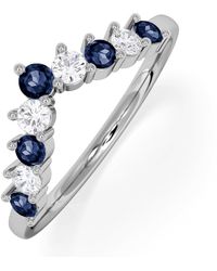 The Diamond Store - Starlit Sapphire And Lab Diamond Wishbone Ring - Lyst