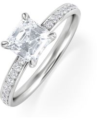 The Diamond Store - Origin 1.25Ct Asscher Cut Lab Diamond Solitaire Engagement Ring With Side Stones - Lyst