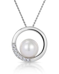 The Diamond Store - Pearl And Diamond Circle Stellato Necklace - Lyst