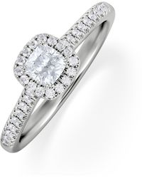 The Diamond Store - Lumia Cushion Cut Lab Diamond Halo Ring 0.50Ct F/Vs - Lyst