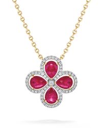 The Diamond Store - Bloom 3.30Ct Lab Ruby And Lab Diamond Necklace - Lyst