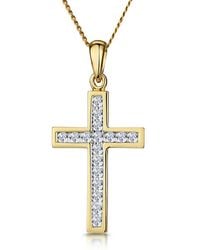 The Diamond Store - Cross Pendant Necklace 0.25Ct Diamond 9K - Lyst