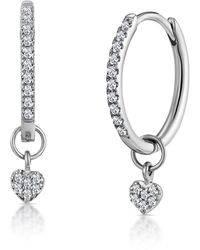 The Diamond Store - Stellato Diamond Encrusted Huggie Heart Earrings 0.11Ct - Lyst