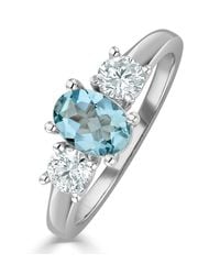The Diamond Store - Aquamarine 0.70Ct And Lab Diamonds G/Vs 0.50Ct Ring - Lyst