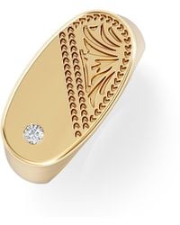 The Diamond Store - Crest 0.03Ct Lab Diamond Oblong Signet Ring - Lyst