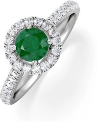 The Diamond Store - Halo Emerald 0.50Ct And Diamond 18K Ring - Lyst