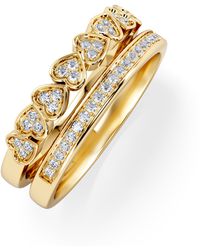 The Diamond Store - Double Heart Band Stacking Ring Lab Diamond 0.20Ct - Lyst
