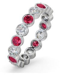 The Diamond Store - Ruby 1.50Ct And G/Vs Diamond 18Kw Eternity Ring - Lyst