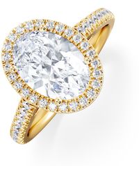 The Diamond Store - Georgina Lab Oval Diamond Halo Engagement Ring 18K 2.55Ct F/Vs1 - Lyst