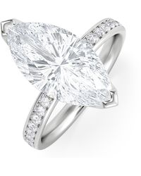 The Diamond Store - Origin 3.30Ct Marquise Cut Lab Diamond Solitaire Engagement Ring With Side Stones - Lyst