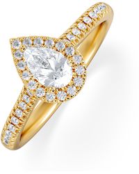 The Diamond Store - Lumia Pear Cut Lab Diamond Halo Ring 0.70Ct F/Vs - Lyst