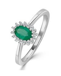 The Diamond Store - Emerald 6 X 4Mm And Diamond 9K Ring Item A4434 - Lyst