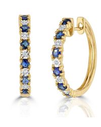 The Diamond Store - Stellato 0.71Ct Round Cut Sapphire And Lab Diamond Hoop Earrings - Lyst